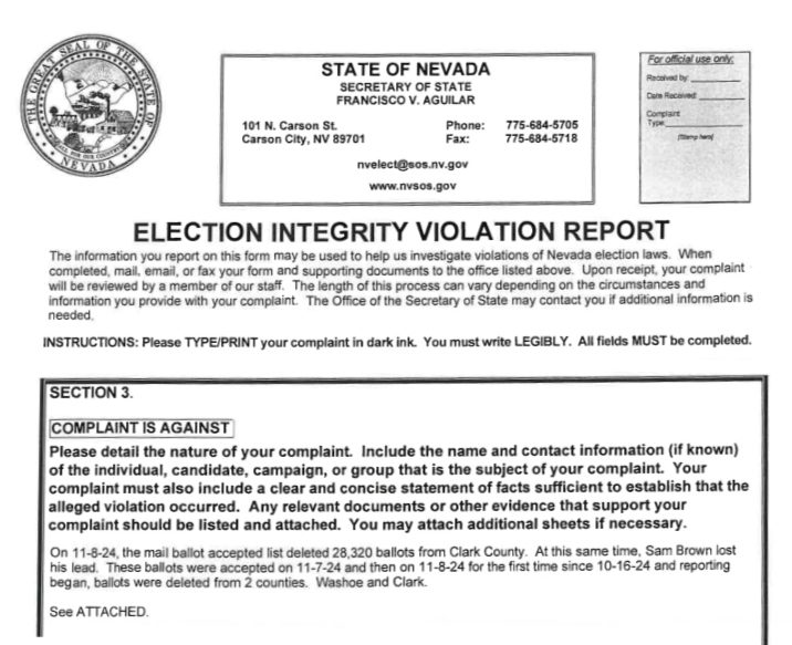 Nevada officials caught deleting votes overnight from mail ballot total election fraud