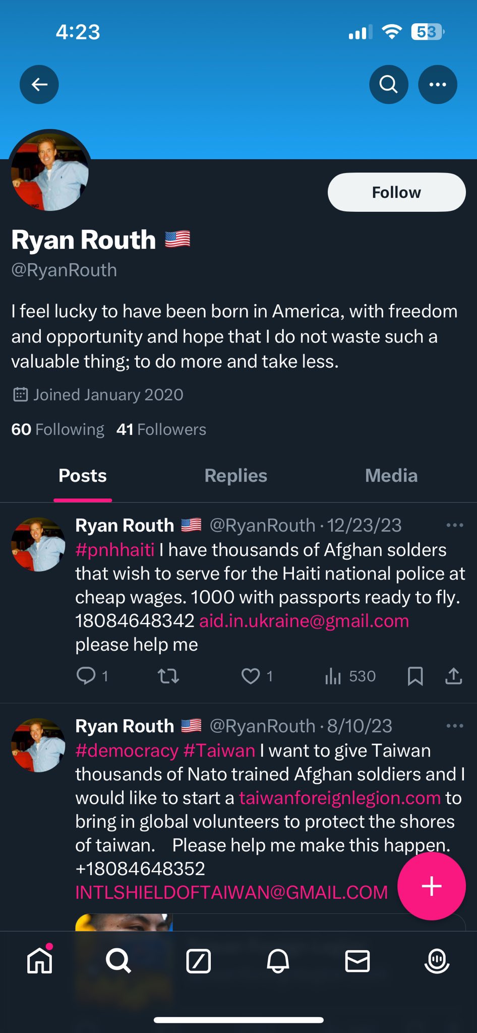 Ryan Routh hated Trump and is PsyOp'd to kill "White" Christian Americans/Europeans