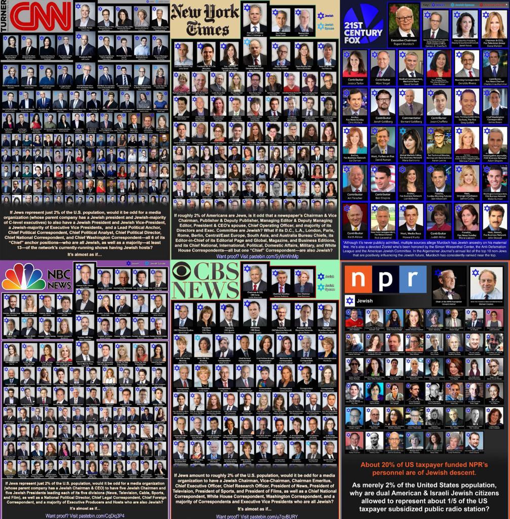 ABC, CBS, NBC, Fox, etc, all owned & operated by International Jews/Zionist Pigs.