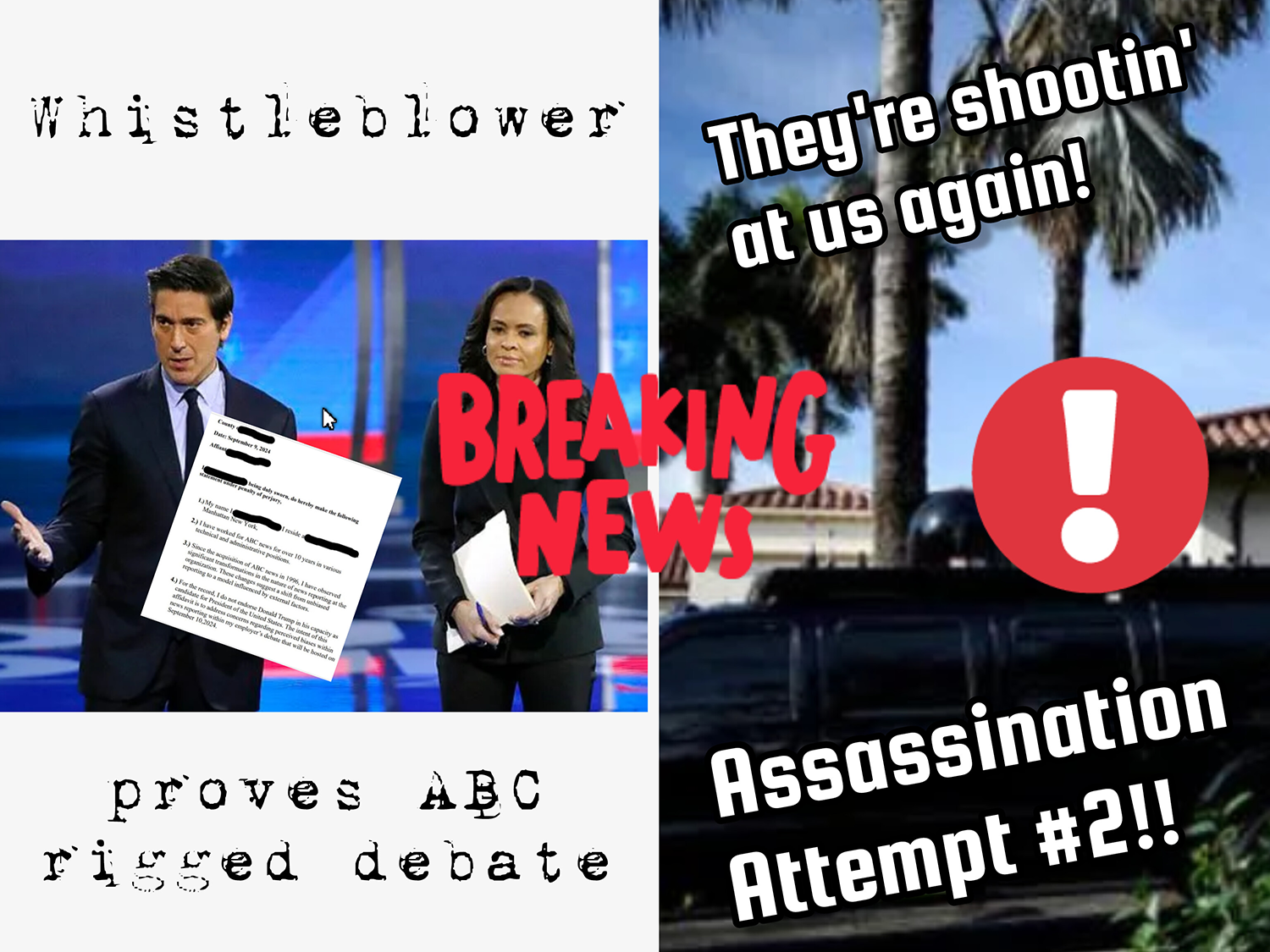 BREAKING NEWS! Trump assassination attempt #2! / Whistleblower court records show ABC rigged Trump/Harris debate